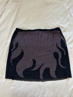 POSTER GIRL Black Tube Skirt with Pink Flame Rhinestones